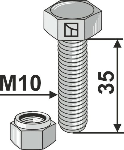 Schraube mit Sicherungsmutter - M10x1x35 - 10.9