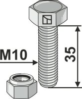 Schraube mit Sicherungsmutter - M10x1x35 - 10.9