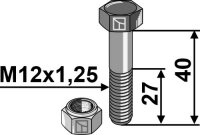 Schraube mit Sicherungsmutter - M12x1,25x40 - 12.9