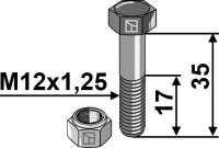 Schraube mit Sicherungsmutter - M12x1,25X35 - 12.9