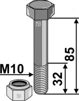 Schraube mit Sicherungsmutter - M10x1,5 - 10.9