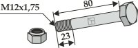 Schraube mit Sicherungsmutter - M12x1,75 - 8.8