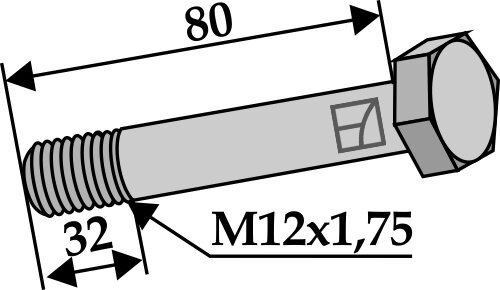 Schraube mit Sicherungsmutter - M12x1,75 - 10.9