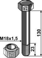 Schraube mit Sicherungsmutter - M18x1,5 - 10.9