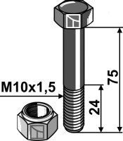 Schraube mit Sicherungsmutter - M10x1,5 - 12.9